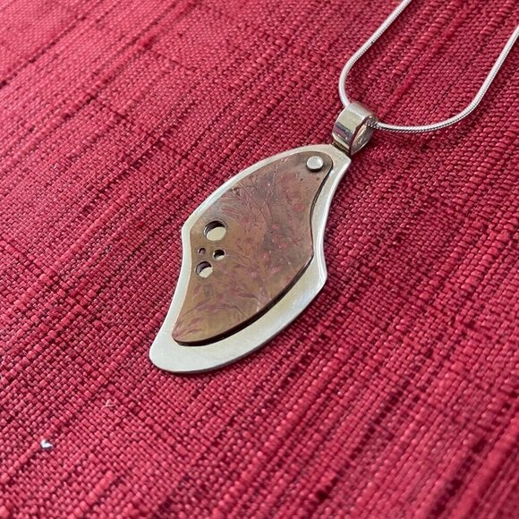Jessie Senecal Handmade Sterling Silver "Copper Grass" Necklace - Picture 4 of 4